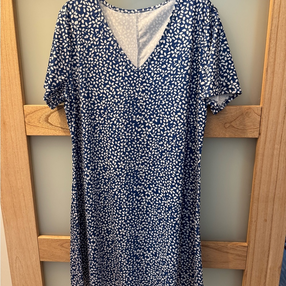 Blue and White Patterned Nylon outdoor activities Dress